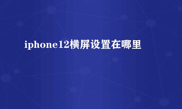 iphone12横屏设置在哪里