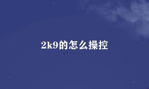 2k9的怎么操控