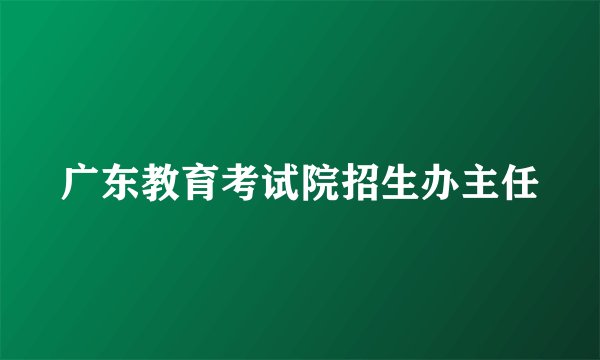 广东教育考试院招生办主任
