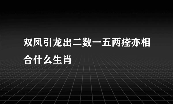 双凤引龙出二数一五两痊亦相合什么生肖