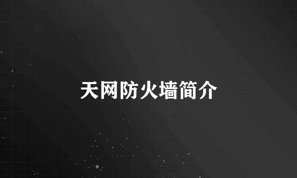 天网防火墙简介