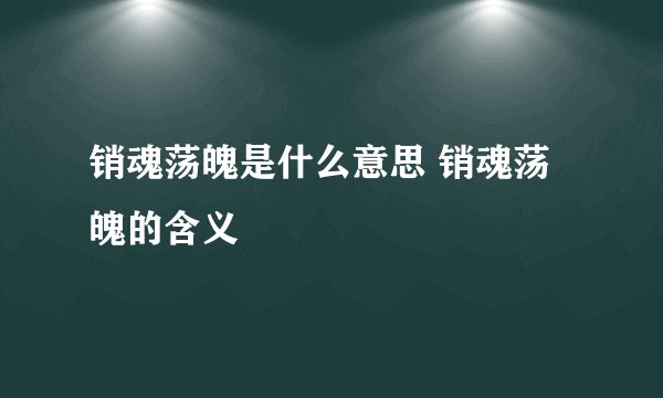 销魂荡魄是什么意思 销魂荡魄的含义