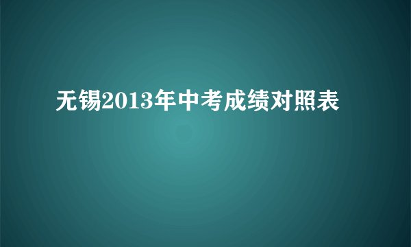 无锡2013年中考成绩对照表
