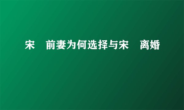 宋喆前妻为何选择与宋喆离婚