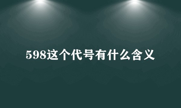 598这个代号有什么含义