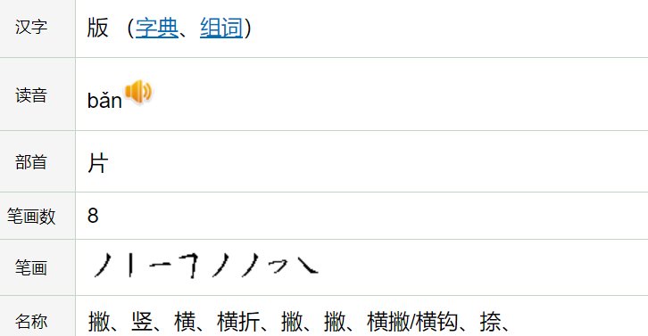 版的笔顺