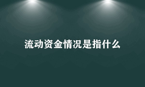 流动资金情况是指什么