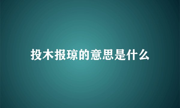 投木报琼的意思是什么