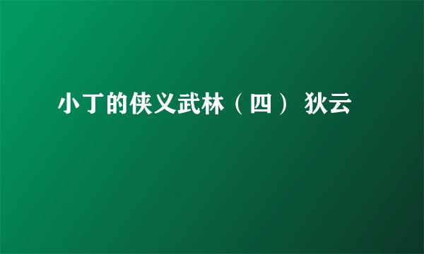 小丁的侠义武林（四） 狄云