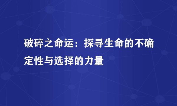 破碎之命运：探寻生命的不确定性与选择的力量
