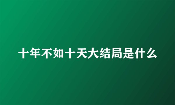 十年不如十天大结局是什么