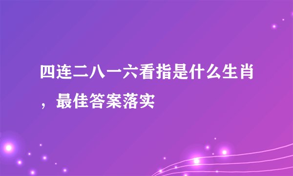 四连二八一六看指是什么生肖，最佳答案落实