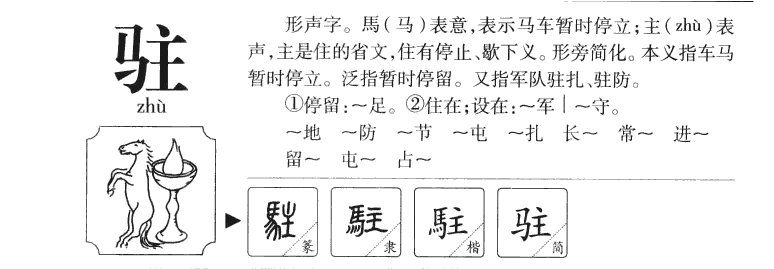 驻组词有哪些词语