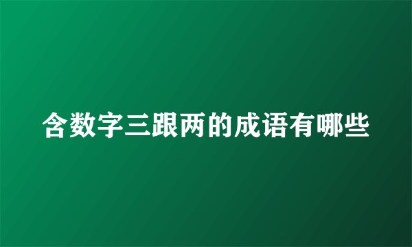 含数字三跟两的成语有哪些