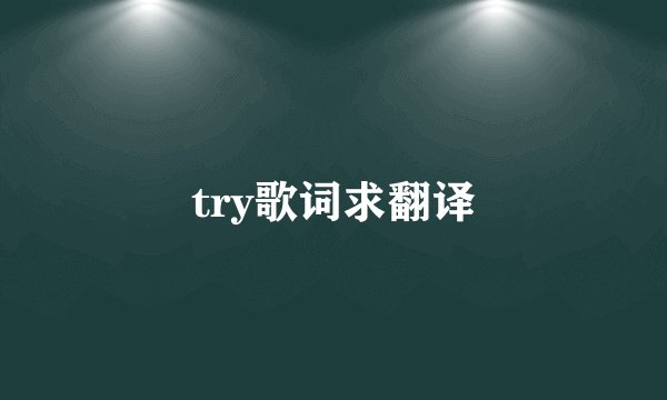 try歌词求翻译