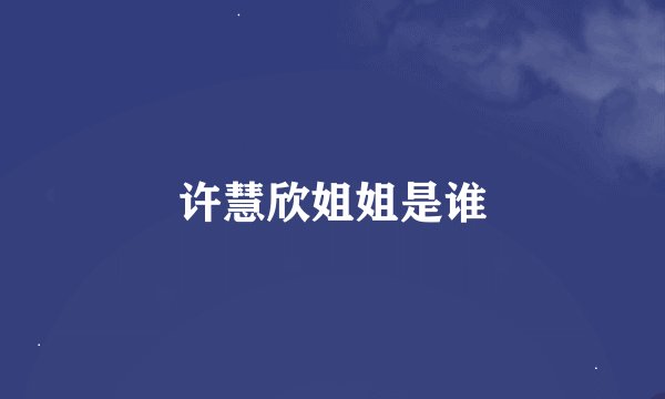 许慧欣姐姐是谁