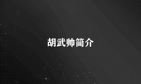 胡武帅简介