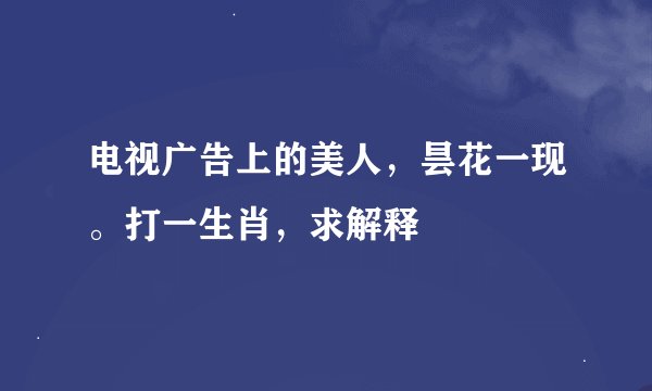 电视广告上的美人，昙花一现。打一生肖，求解释