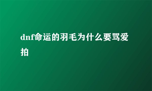 dnf命运的羽毛为什么要骂爱拍