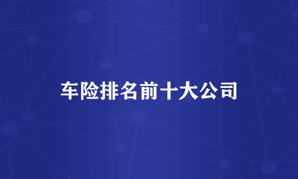 车险排名前十大公司