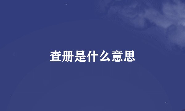 查册是什么意思