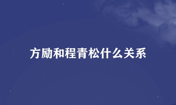 方励和程青松什么关系