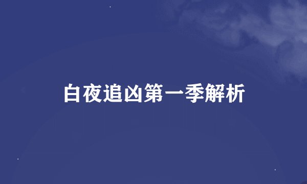 白夜追凶第一季解析