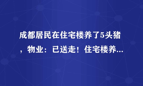 成都居民在住宅楼养了5头猪，物业：已送走！住宅楼养猪有何不妥呢？