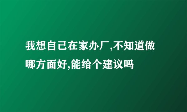 我想自己在家办厂,不知道做哪方面好,能给个建议吗