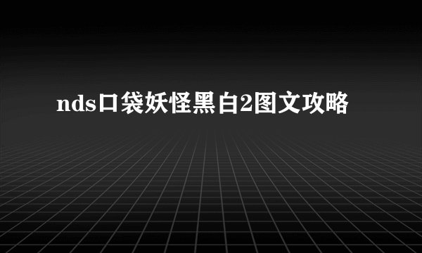 nds口袋妖怪黑白2图文攻略