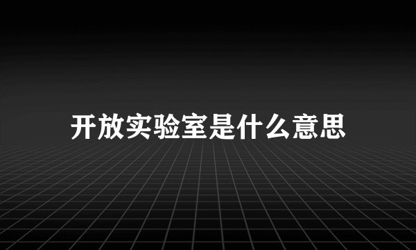 开放实验室是什么意思