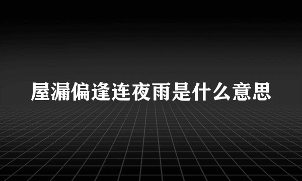 屋漏偏逢连夜雨是什么意思
