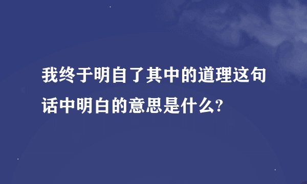 我终于明自了其中的道理这句话中明白的意思是什么?