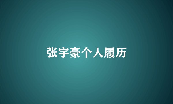 张宇豪个人履历