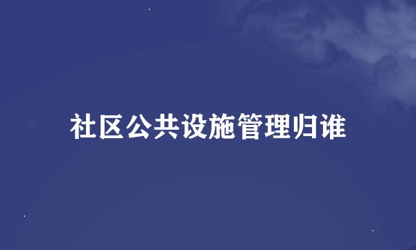 社区公共设施管理归谁