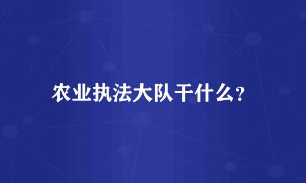 农业执法大队干什么？
