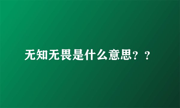 无知无畏是什么意思？？