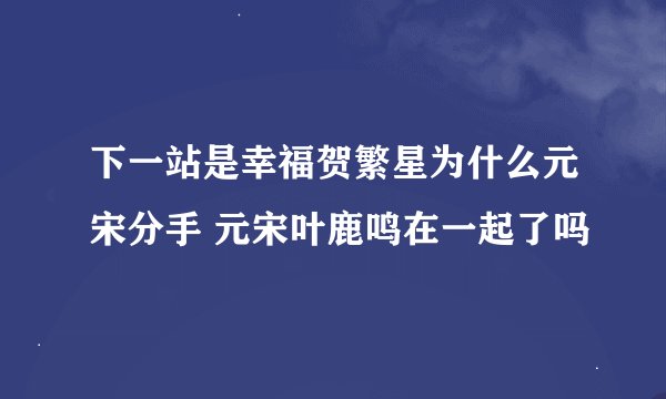 下一站是幸福贺繁星为什么元宋分手 元宋叶鹿鸣在一起了吗