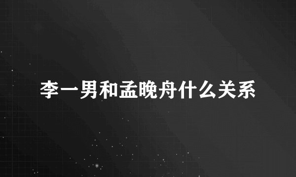 李一男和孟晚舟什么关系