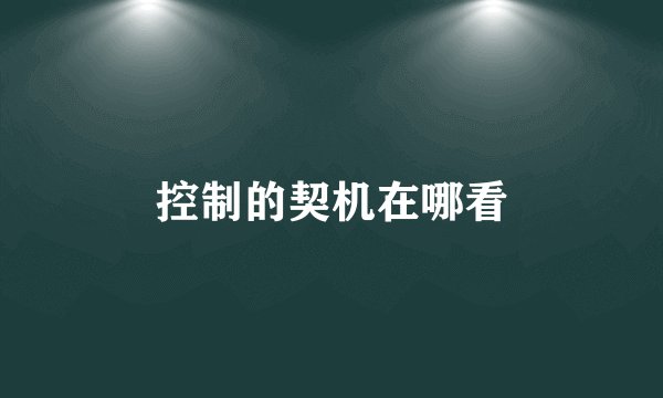 控制的契机在哪看