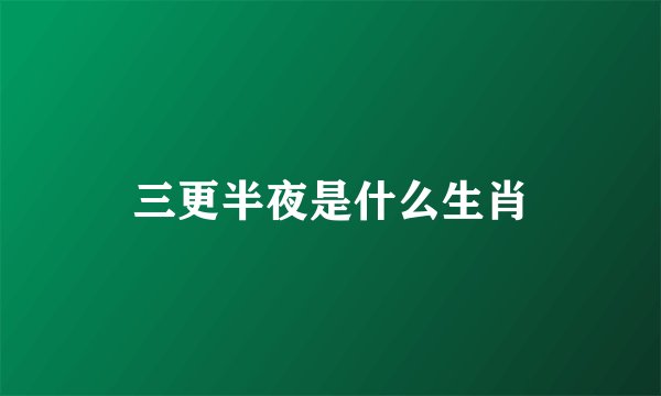 三更半夜是什么生肖