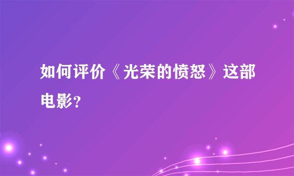 如何评价《光荣的愤怒》这部电影？