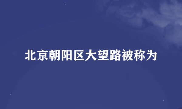 北京朝阳区大望路被称为