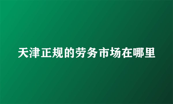 天津正规的劳务市场在哪里