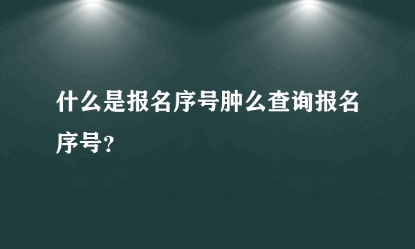 什么是报名序号肿么查询报名序号？