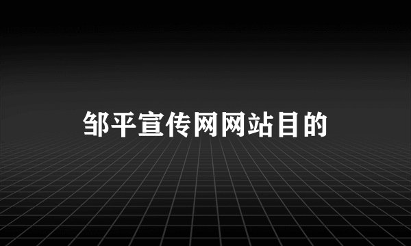 邹平宣传网网站目的