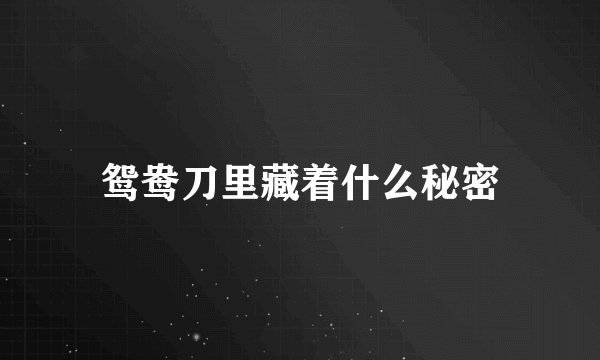 鸳鸯刀里藏着什么秘密
