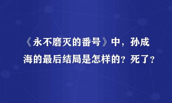 《永不磨灭的番号》中，孙成海的最后结局是怎样的？死了？