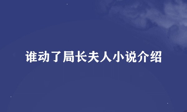 谁动了局长夫人小说介绍