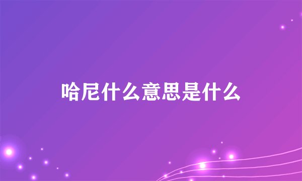 哈尼什么意思是什么